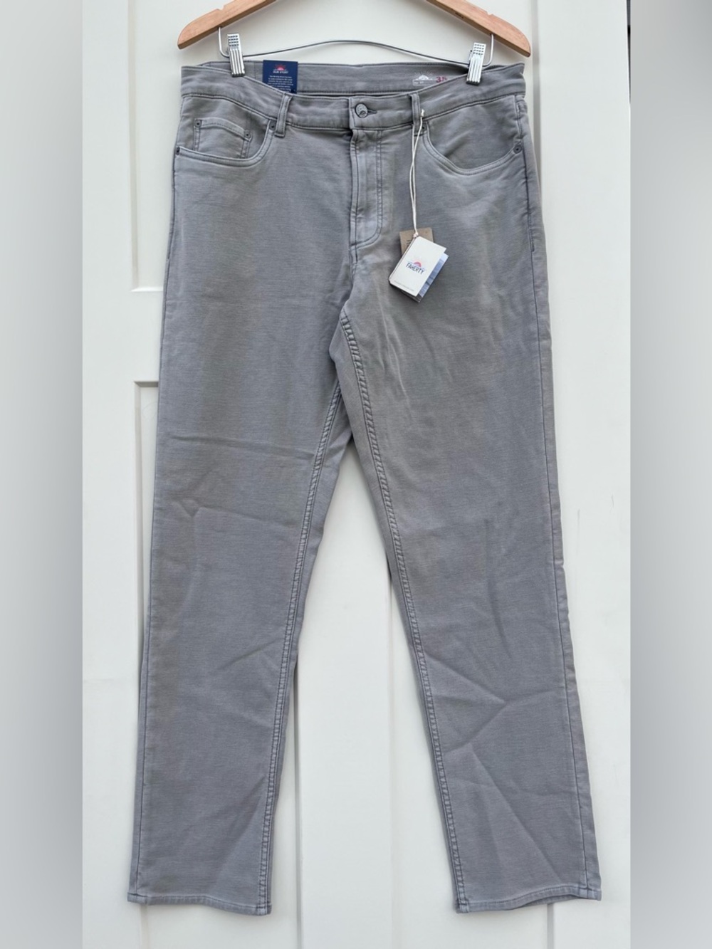 Faherty Stretch Terry Jeans in Light Gray 35x32